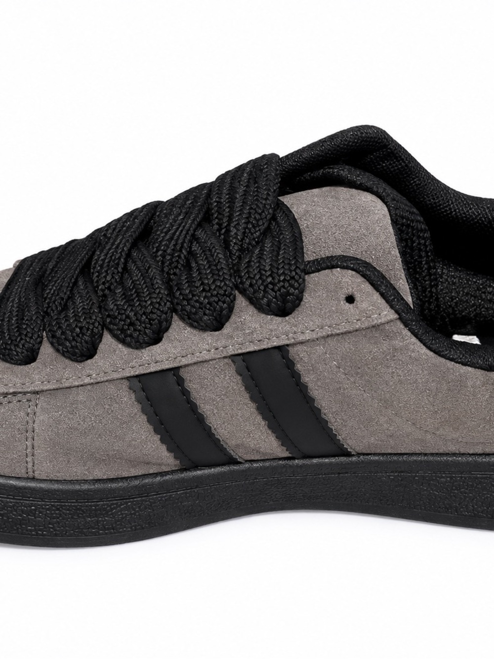 Kids Gray Suede Sneakers with Black Accents